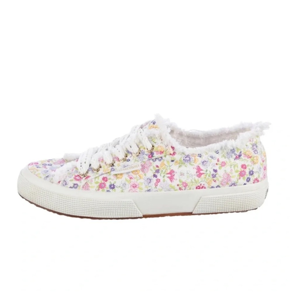 Superga LoveShackFancy Sneakers Women 6.5‎ Floral Fringe Coquette Cottagecore